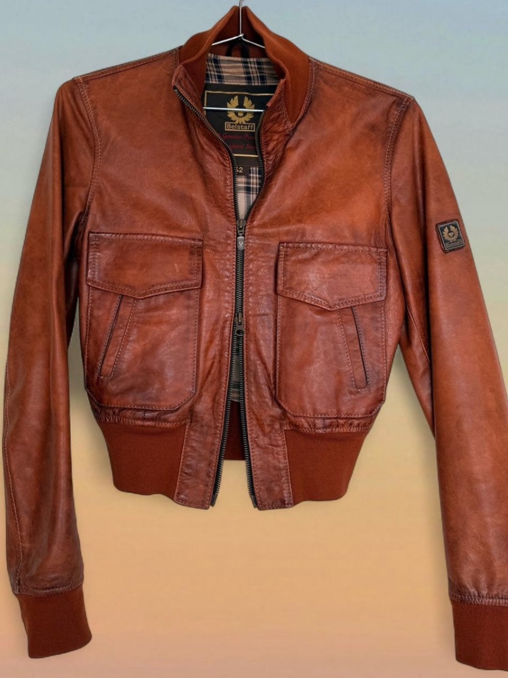 Belstaff Chestnut Leather Bomber Jacket